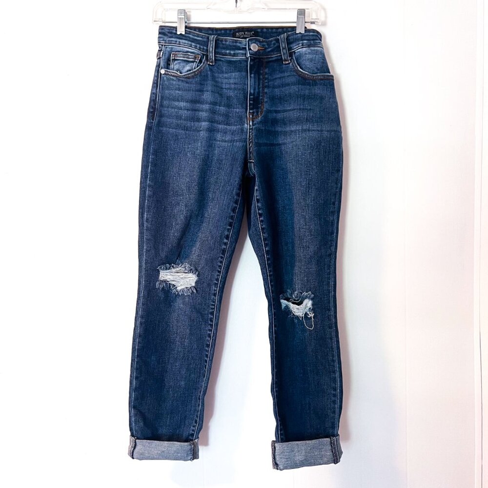 Judy Blue Destroyed Distressed Slim Fit Mid Rise Jeans Size  7/28 - Picture 5 of 16